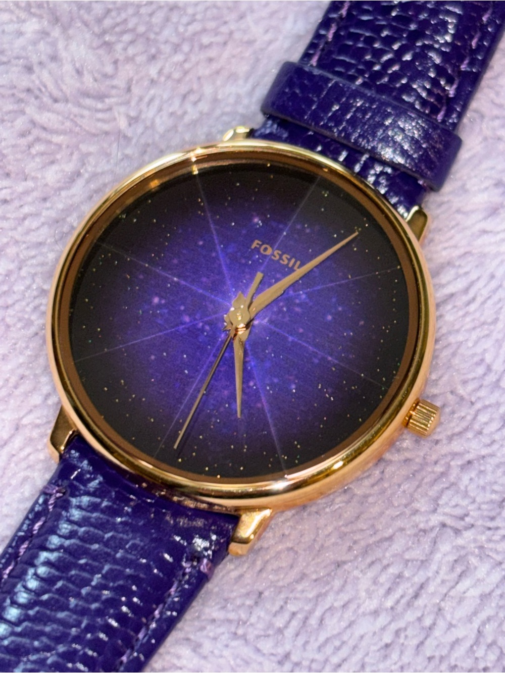 Purple galaxy fossil watch